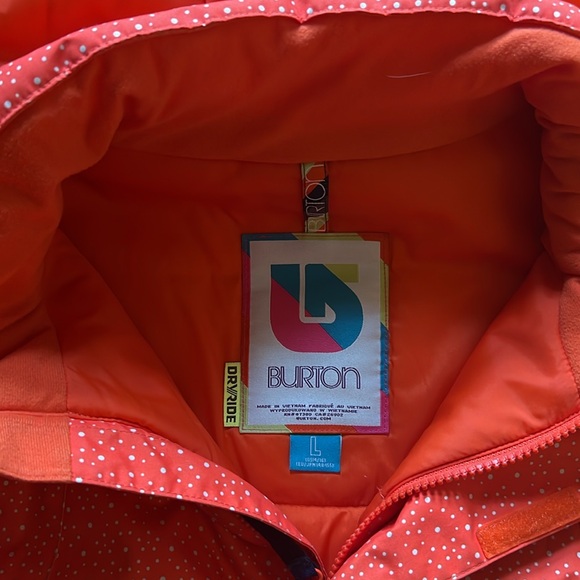 Burton, orange with polka dots, ski jacket, kids size L (14/16) - Picture 4 of 5